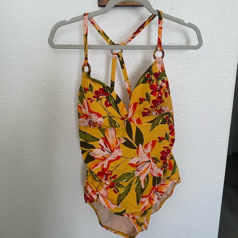 Floral Yellow One-Piece Swimsuit in size Large